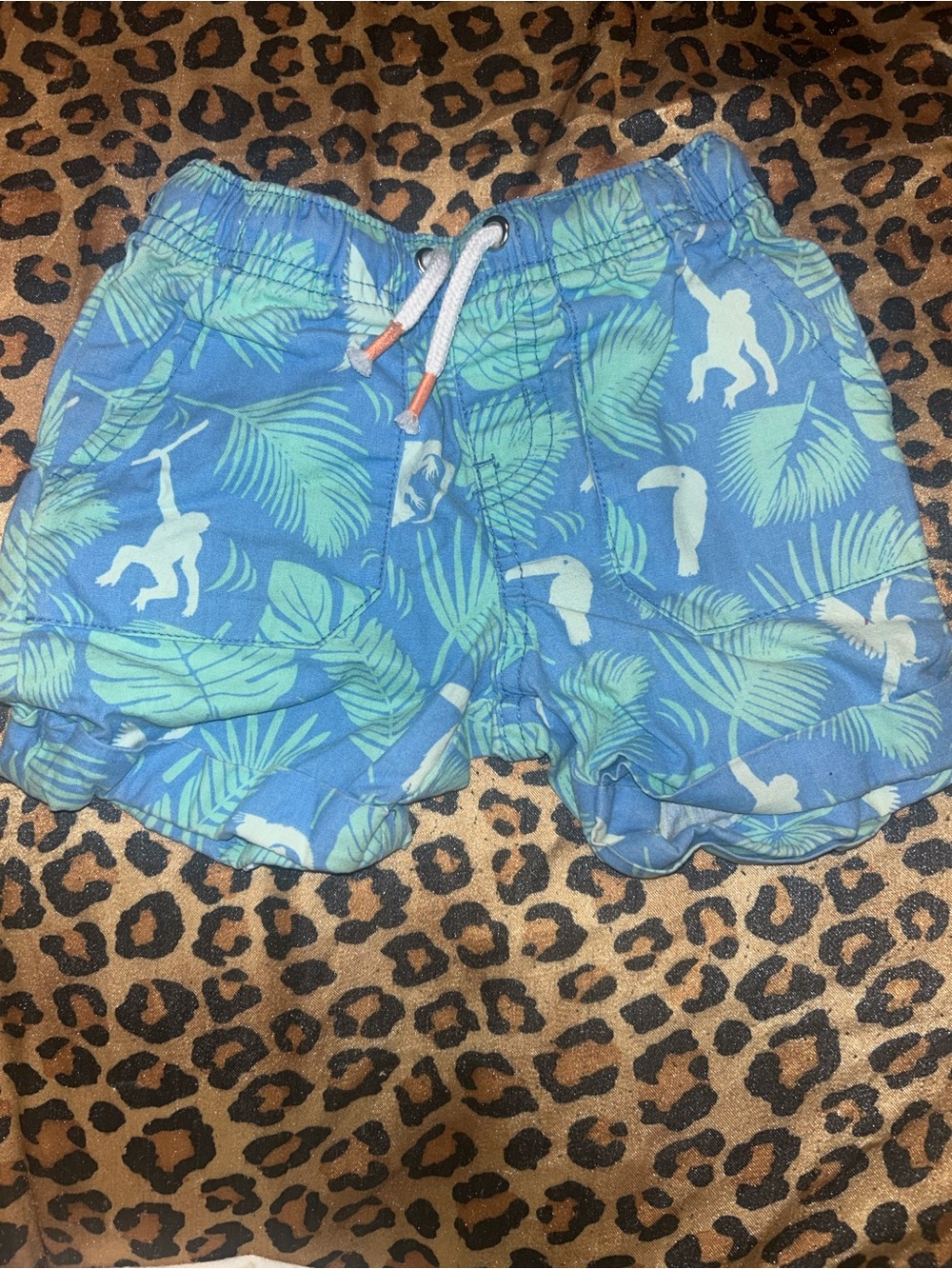 Blue Tropical Print Kids Shorts